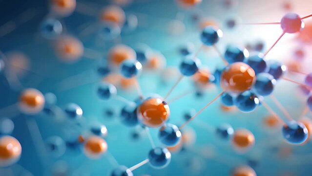 molecule or atom, Abstract structure for Science or medical background, 3d illustration, science, atom, abstract, chemistry, structure, blue, chemical, background