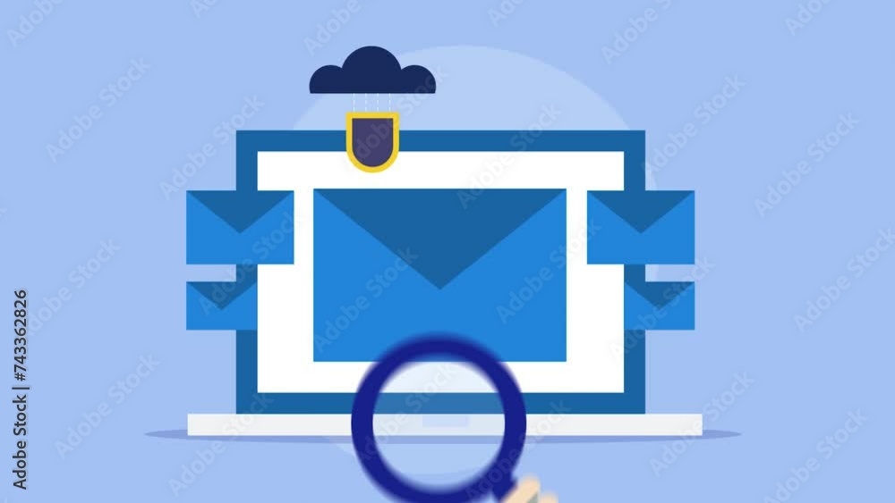 Poster cloud based encrypted email security conceptual video animation.