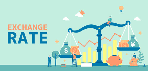 Currency exchange rate vector banner illustration