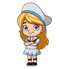 Cute little girl cartoon wearing sailor uniform