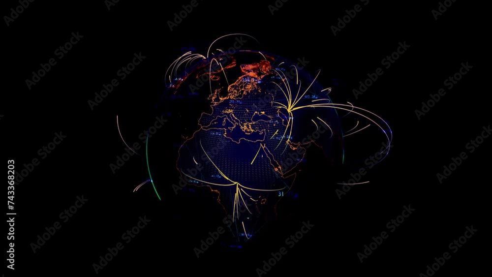 Poster earth globe hologram conveying connectivity. abstract digital technology globe virtual planet earth.
