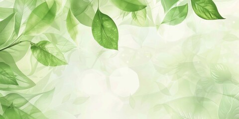 Soft-focus, light green leaves on a bright, ethereal background, depicting a serene and pure atmosphere.