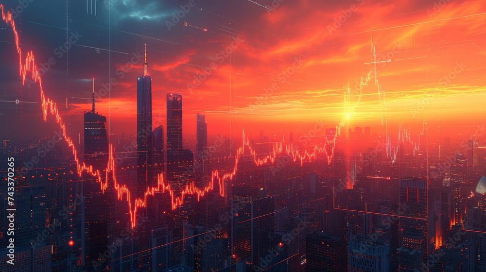 Aufkleber building skyscrapers a futuristic city skyline is shown in the background of this image while in the