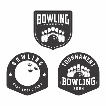 Bowling logo collection, emblem set collections. Bowling logo badge template bundle
