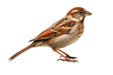 Naklejka premium illustration of A Watchfull Sparrow, Isolated on transparent PNG background, Generative ai