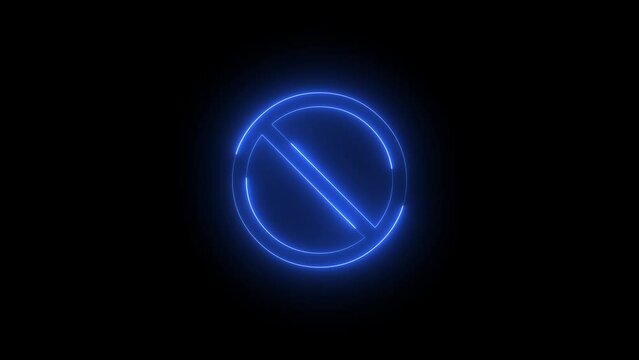 Neon glowing blue backslash icon animation in black background