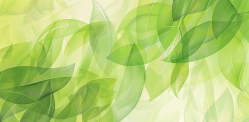 Flowing green leaf pattern with a translucent overlay, creating a sense of depth and lushness on a light green background.