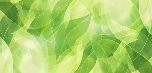 Flowing green leaf pattern with a translucent overlay, creating a sense of depth and lushness on a light green background.