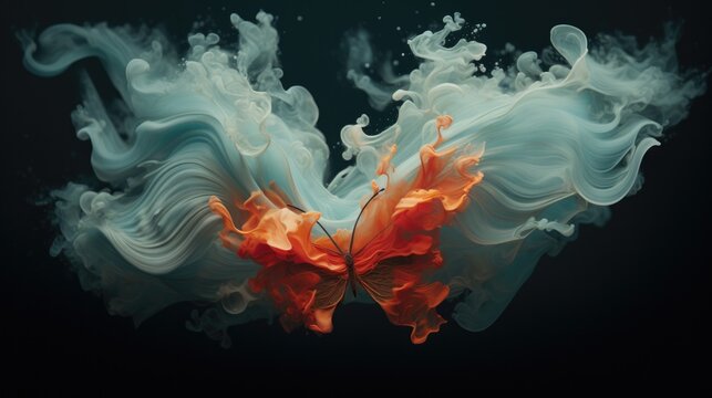 An abstract image of a butterfly floating in water. Generative AI.