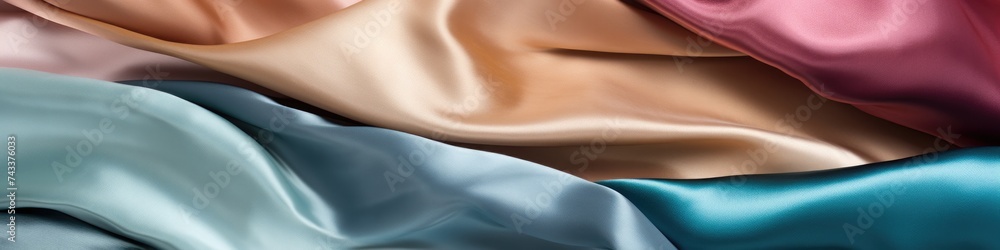 Poster a close up of several different colored satin. generative ai.
