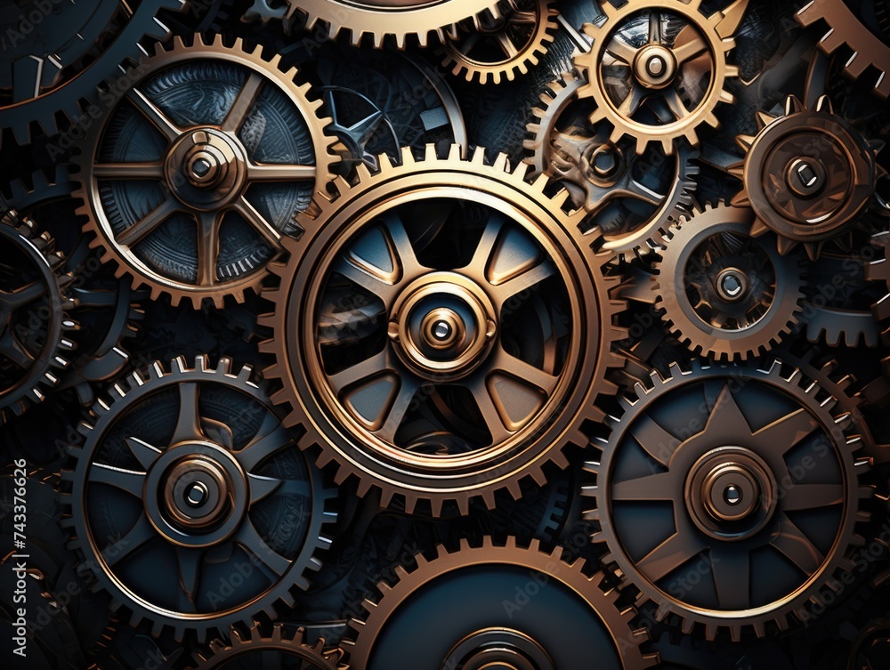 Poster a close up of a group of gears. generative ai.