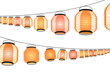提灯が並ぶ 遠近感のある光景 祭の飾り ベクターイラスト