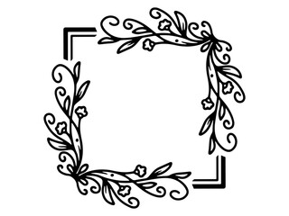 Frame Flower Line Art Illustration