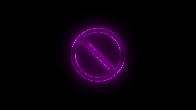 Neon glowing pink backslash icon animation in black background