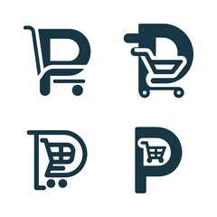 Letter P Shopping Cart Logo Template Use logo T-shirt - obrazy, fototapety, plakaty