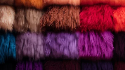 Foto op Plexiglas Llama wool background featuring materials dyed in various colors © Randall