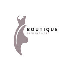 Dress woman logo design beauty fashion for boutique shop vector template