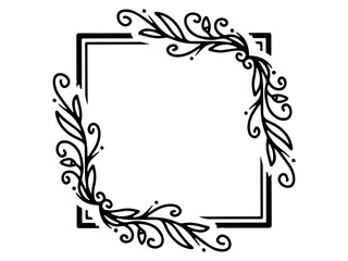 Flowers Frame Line Art Illustration