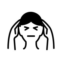 Vector solid black icon for Migraine