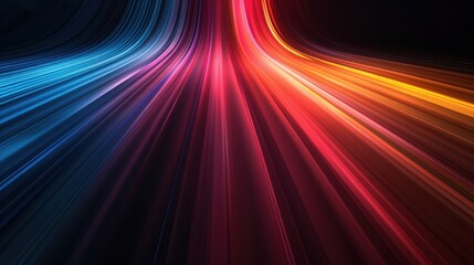 Animation technology loops colorful light vertical lines waves animation on black Abstract gradient light lines moving futuristic background
