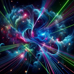 Cosmic Fractal Nebula with Light Streams
