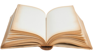 Fototapeta premium Old opened book isolated on transparent background, top view