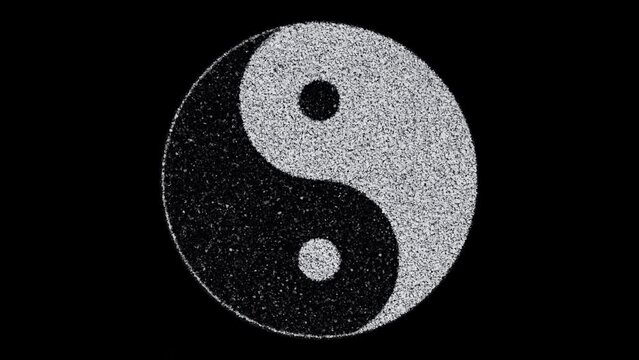 Chinese, Yin and yang symbol, a combination of stone fragments, flowing, 4K, 25fps