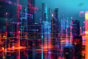 digital artwork of a futuristic cityscape