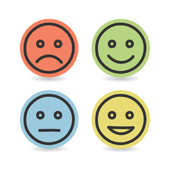 Color face cartoon gesture icon with different color isolated.