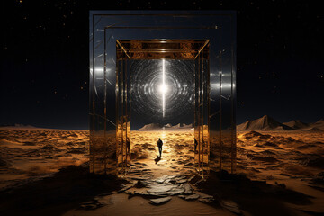 Portal in the desert, gate of the world, arch in the desert, door to the sky