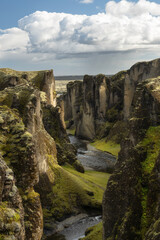 Famous Fjadrargljufur or Fjaðrárgljúfur canyon in the south of Iceland