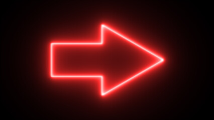 Realistic neon arrows. 3d render, abstract minimalist geometric arrow background.  Glowing neon motion sign, outline