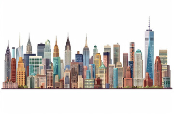 New York City panorama, urban landscape with modern buildings. Business travel and travelling of landmarks. Illustration, web background. Skyscraper silhouette. United States