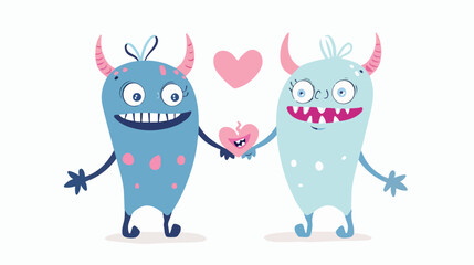 Two spot shape character holding hands. Family co