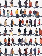Obraz premium Illustration of variety of individuals in a bird's-eye view capturing the diversity and complexity of human lives