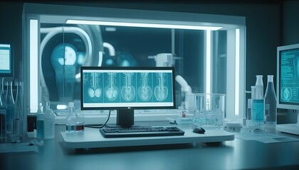 Ai, technology, futuristic lab. 