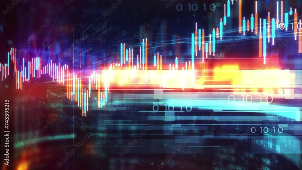 Poster the virtual digital space experiences a substantial flow of stock exchange data.