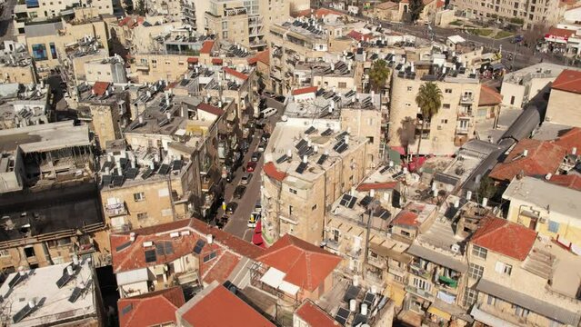 Untitled PrJerusalems Mahane Yehuda market houses rooftops, Aerial viewoject