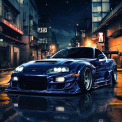 Super sport car on japan road vector