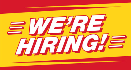 now hiring banner layout design, vector illustration