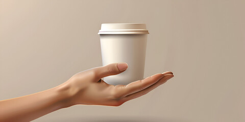 Female hand holding a paper cup of coffee.AI Generative 