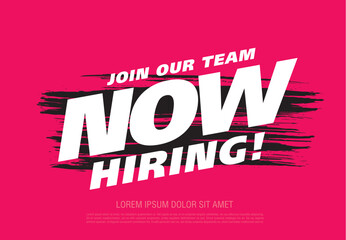 now hiring banner layout design, vector illustration
