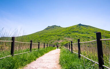 Landscape view of hiking trail in Mount Mudeungsan, Gwangju, South Korea.
