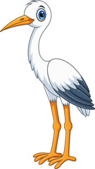 Cartoon cute white stork bird on white background
- 743403449