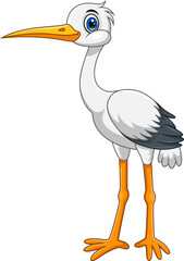 Cartoon cute white stork bird on white background
- 743403469