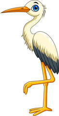 Cartoon cute white stork bird on white background
- 743403499