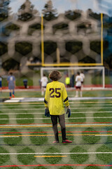 young soccer goal keep player