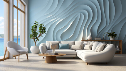 Modern Home Interiors: Stylish Furniture and Chic Design for a Comfortable Living Space in Your Luxurious Apartment or Hotel Lounge, generative AI