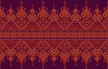 Geometric ethnic seamless pattern. Design by cross  carpet textile geometry decoration decor cloth batik handmade.