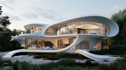 Obraz premium Escape the ordinary and step into this revolutionary home featuring wearable materials and intelligent technologies that blur the lines between fashion and architecture.